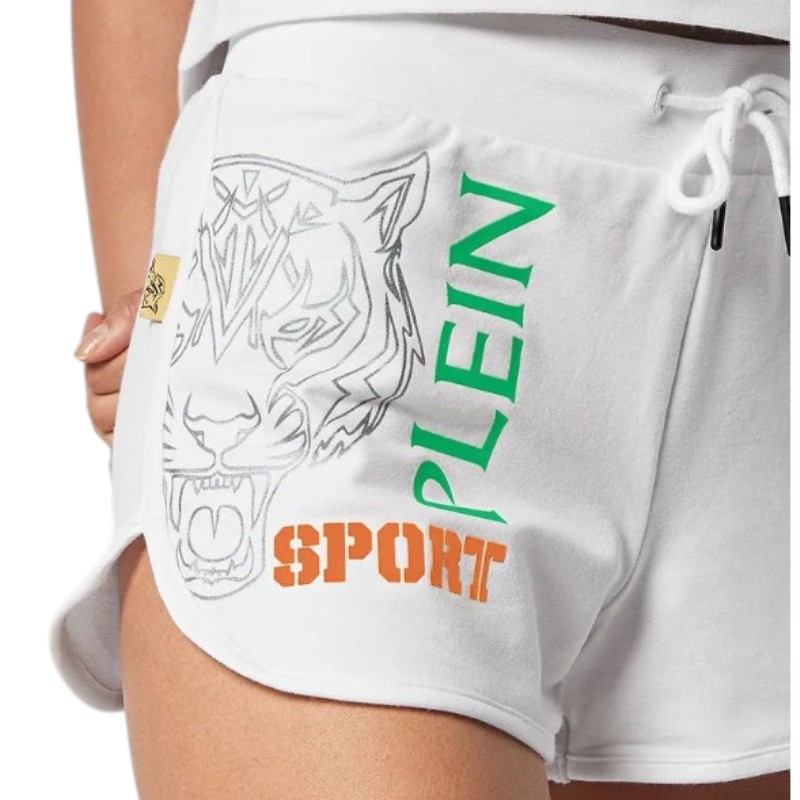 gunaikeio-athlitiko-shorts-plein-sport-women-sportswear-fit-training-dsps3500-01-white-nexstep (2)